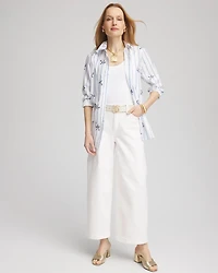 No Iron™ Palm Striped Sateen Shirt