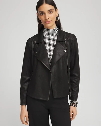 Stretch Faux Suede Moto Jacket