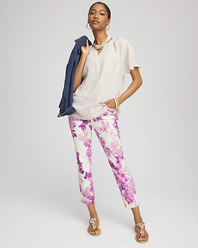 Brigitte™ Floral Pull-On Slim Cropped Pants