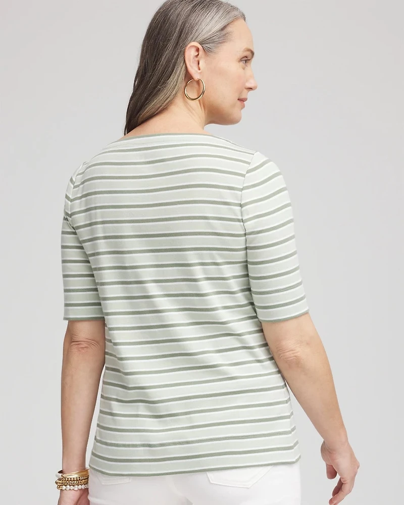 Striped Pima Bateau-Neck Tee