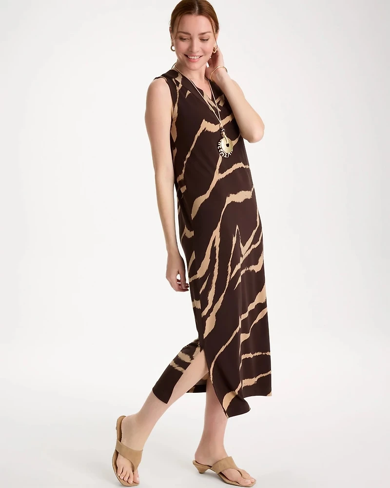 Travelers™ Zebra Double V-Neck Maxi Dress