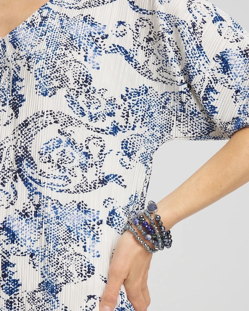 Snakeskin Print Crinkle Elbow Sleeve Tee