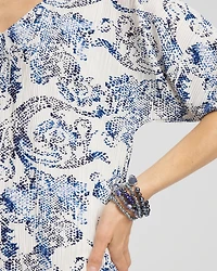 Snakeskin Print Crinkle Elbow Sleeve Tee