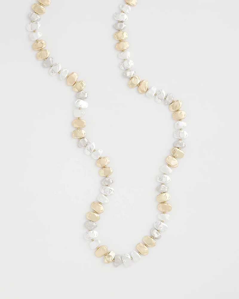 Mixed Metal Long Single Strand Necklace