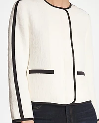 Collarless Quilted Box Jacket