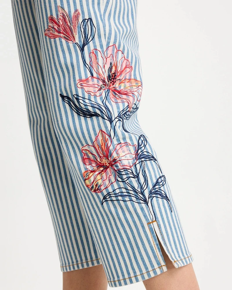 Girlfriend Slim Striped Capri Jeans