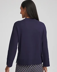 Button Sleeve Crewneck Pullover