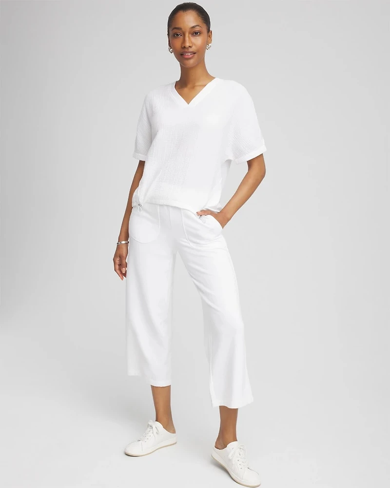 Zenergy® French Terry Gauze-Inset Cropped Pants
