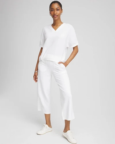 Zenergy® French Terry Gauze-Inset Cropped Pants