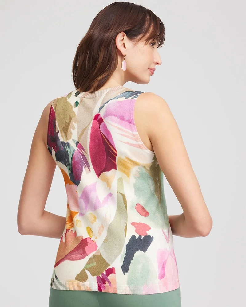 Floral Sleeveless V-Neck Sweater Tank
