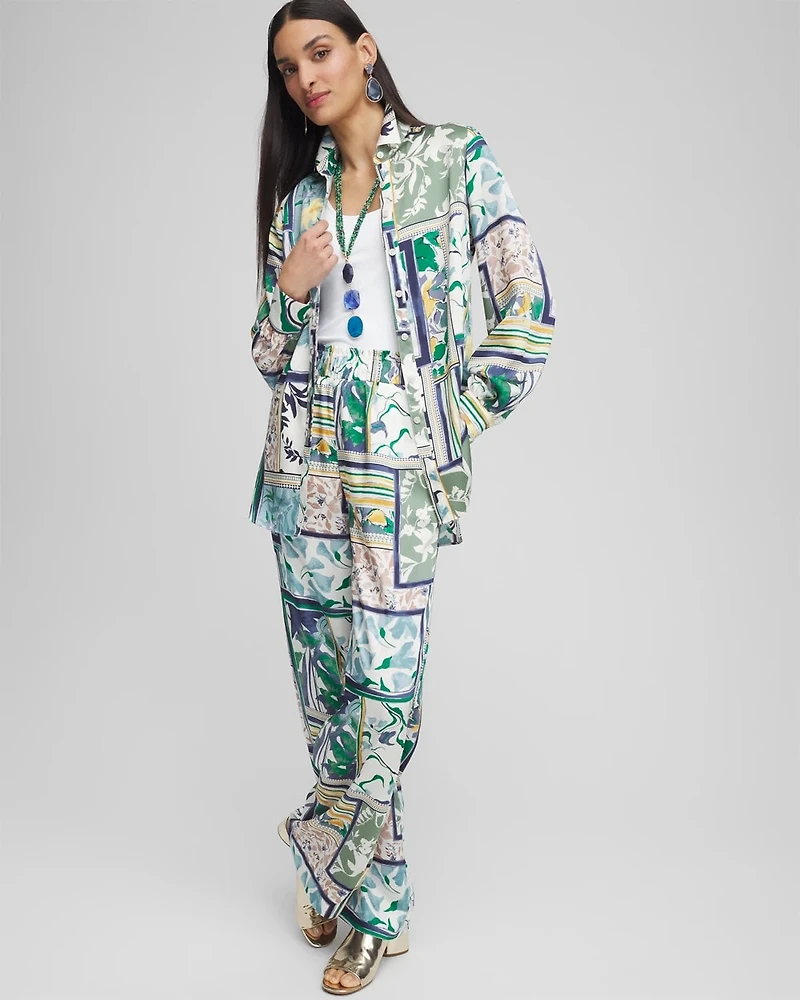 Faux Silk Coastal Collared Shirt