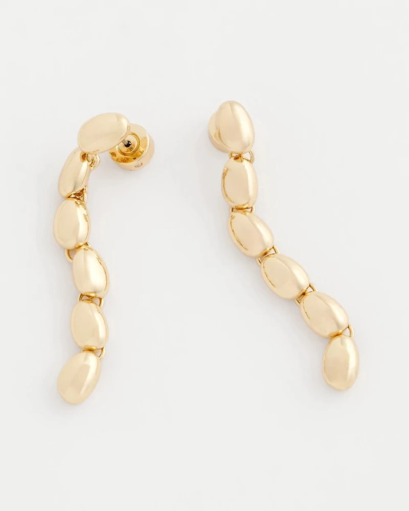 Gold Linear Beaded Earrings