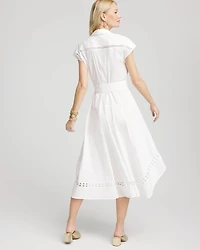 Petite Poplin Circle Trim Maxi Shirtdress