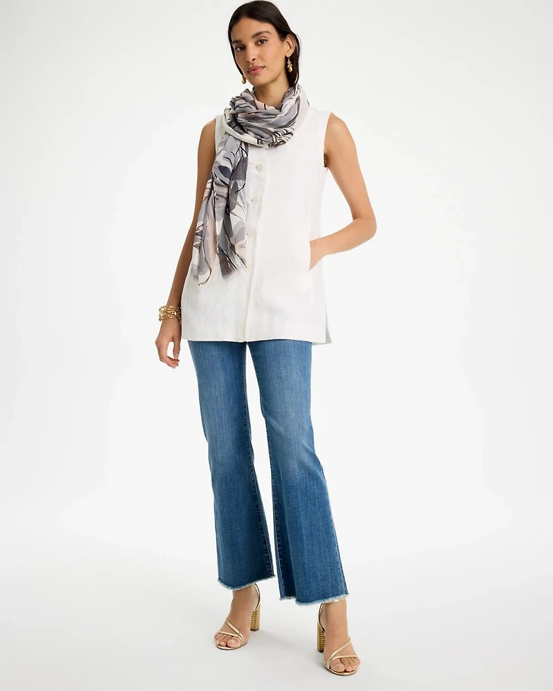 Long Linen Sleeveless Vest