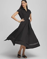 Poplin Circle Trim Maxi Shirtdress