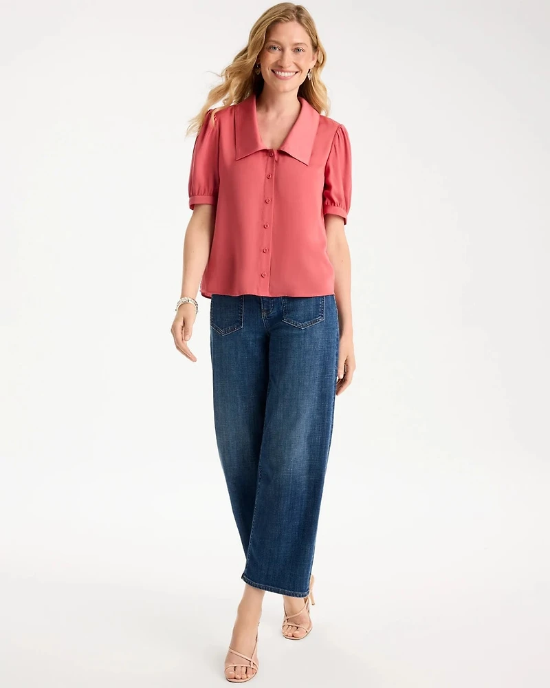 Satin Peter Pan Collar Blouse