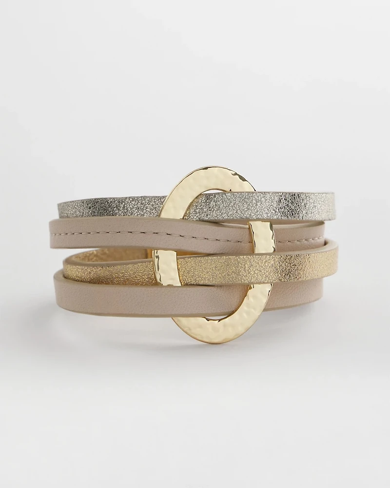 Multistrand Leather Magnetic Bracelet
