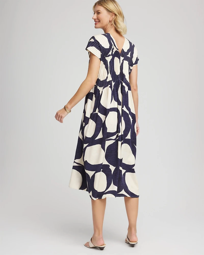 Printed Silk-Twill Popover Midi Dress