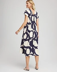 Printed Silk-Twill Popover Midi Dress