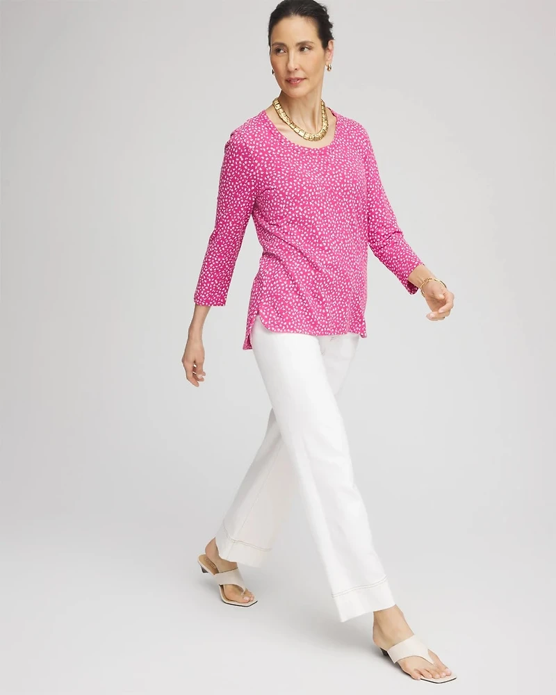 Slub Cheetah-Print 3/4 Sleeve Tee