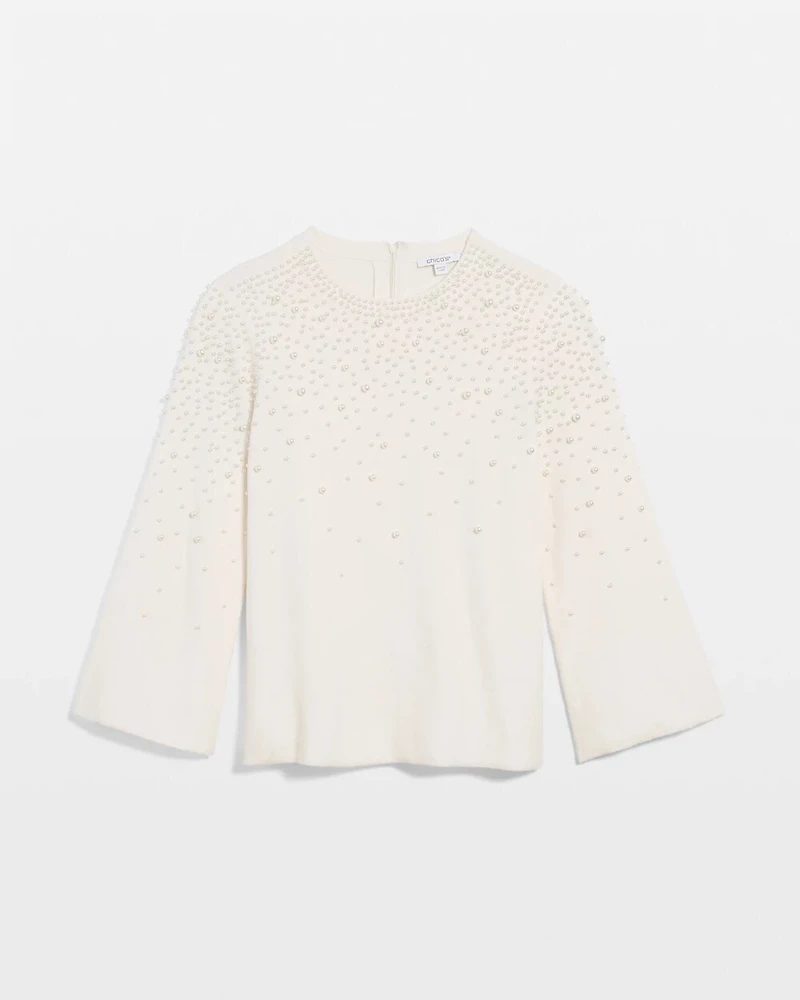 Faux Pearl Cashmere Blend Sweater