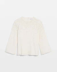 Faux Pearl Cashmere Blend Sweater