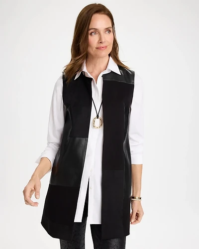 Faux Suede Ponte Long Vest