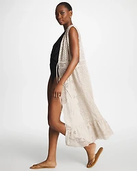 Woven Eyelet Swim Cover-Up Dress