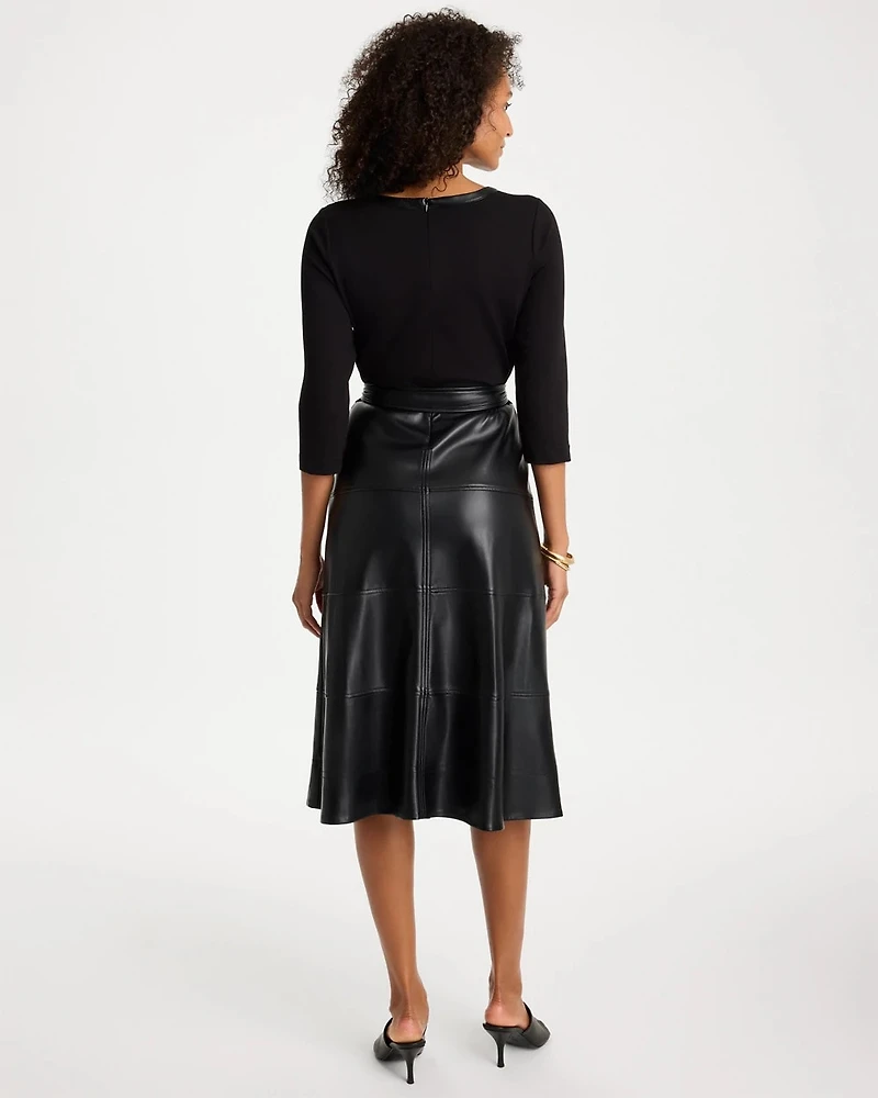Faux Leather Ponte Knit Dress
