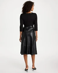 Faux Leather Ponte Knit Dress