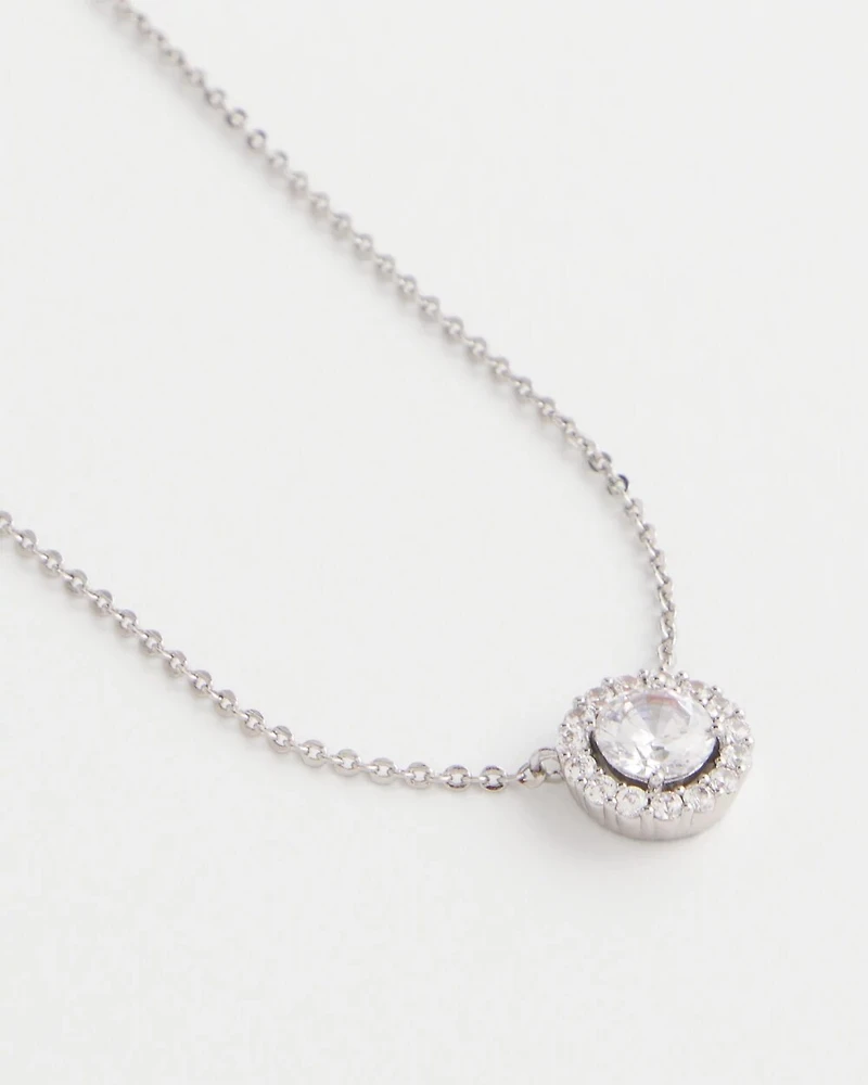 Silver Tone Drop Stone Necklace