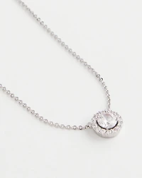 Silver Tone Drop Stone Necklace