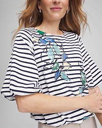 Embellished Striped Bubble Hem Top