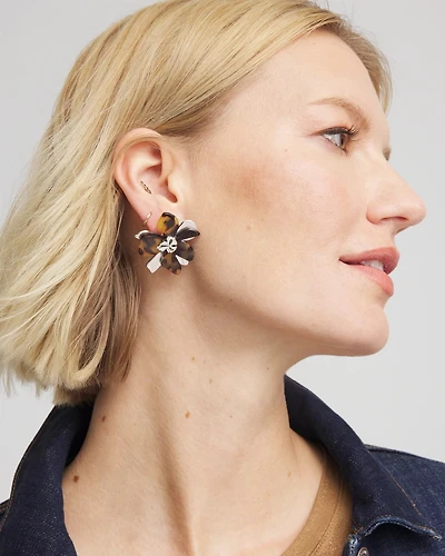 Tortoise Floral Stud Earrings