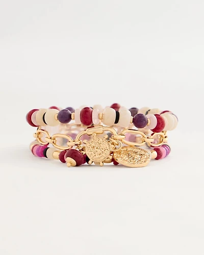 Stretch Set of Three Beaded Bracelets