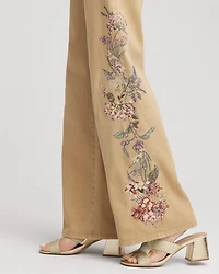 Embroidered High-Rise Wide-Leg Jeans