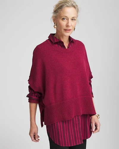 Short Sleeve Knit Poncho