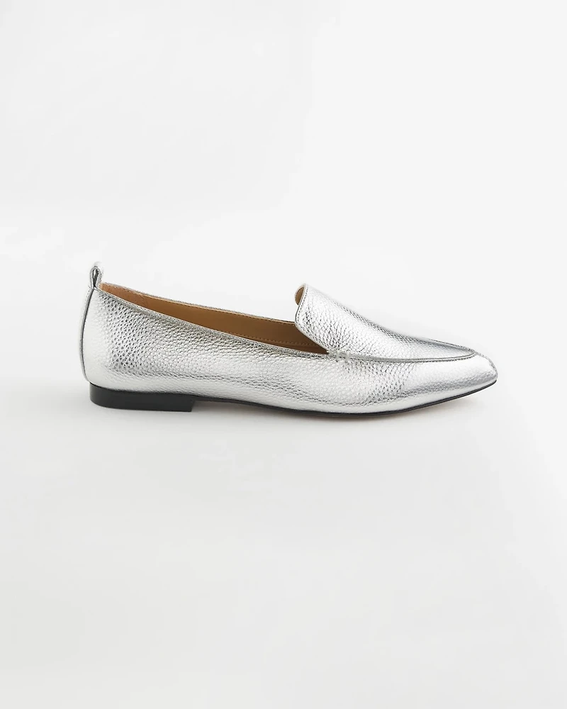 Silver Metallic Leather Loafer