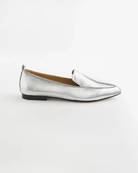 Silver Metallic Leather Loafer
