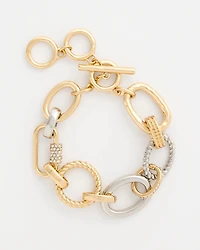 Mixed Metal Textured Toggle Bracelet