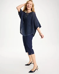 Sequin Boatneck Rounded Hem Poncho