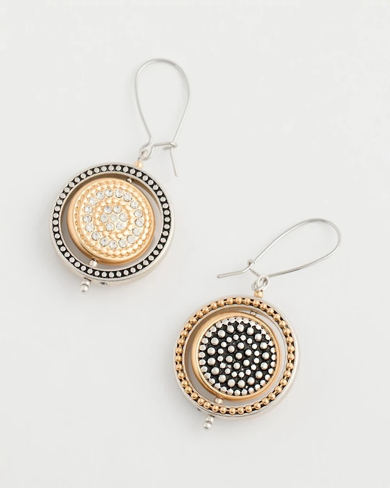 Mixed Metal Medallion Earrings