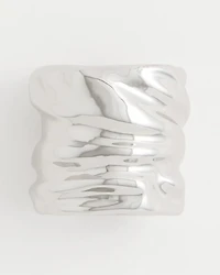 Silvertone Molten Scarf Ring