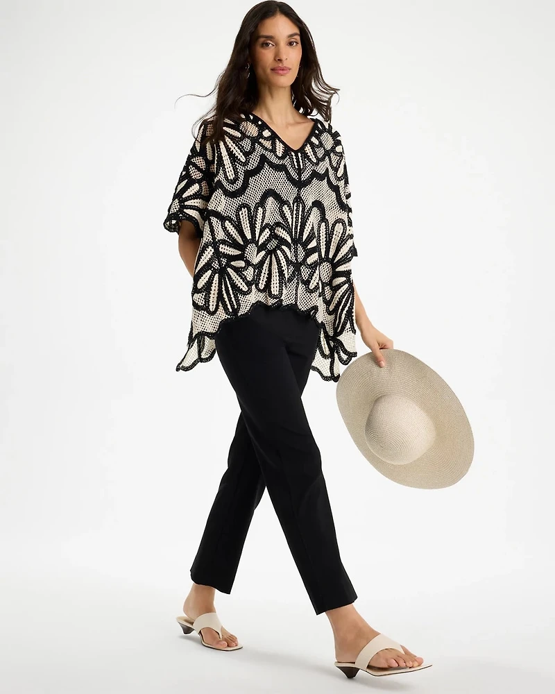 Crochet Lace Contrast Floral Kimono