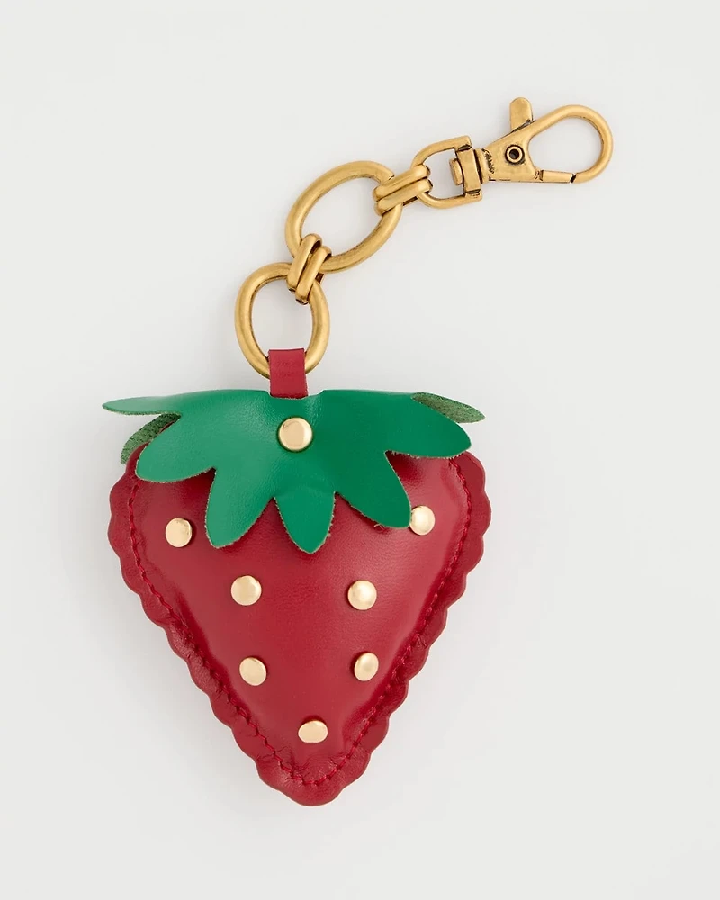 Faux Leather Strawberry Bag Charm Key Chain
