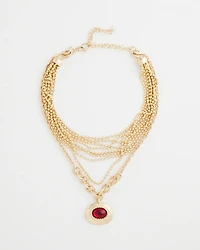Art Deco Red Gem Pendant Necklace