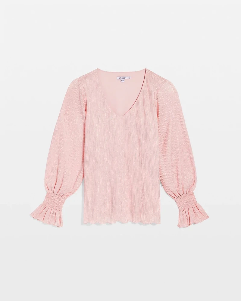 Crinkle Bodre Voop Neck Top