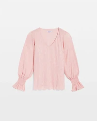 Crinkle Bodre Voop Neck Top