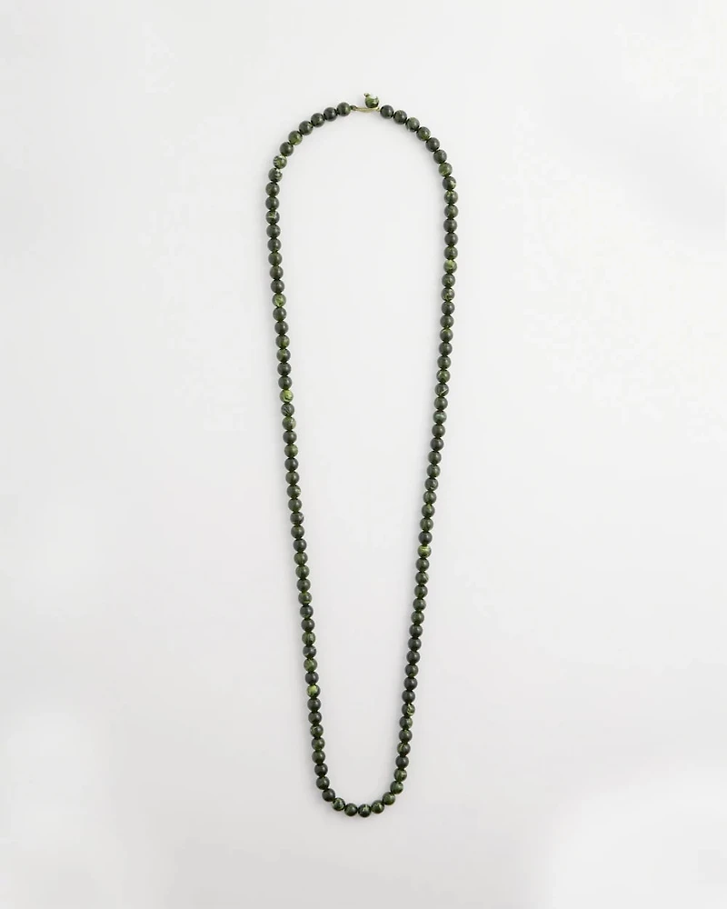 Long Green Resin Beaded Necklace