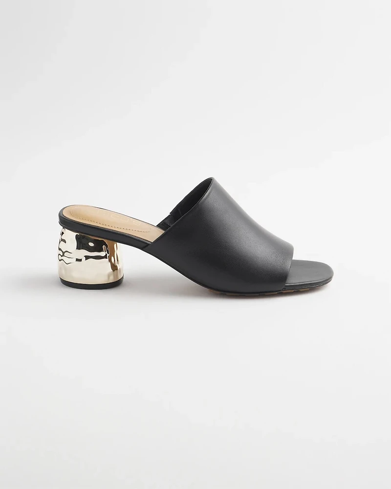 Black Leather Mules